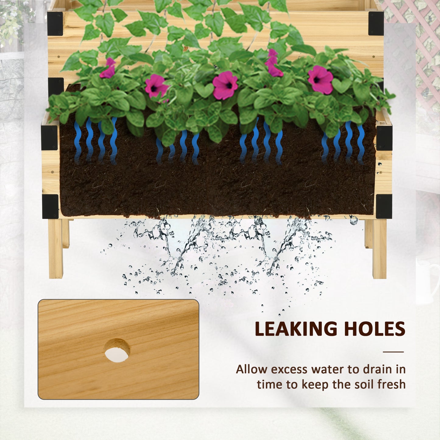 Outsunny 2 Tier Trellis Planter, Wooden Raised Garden Bed