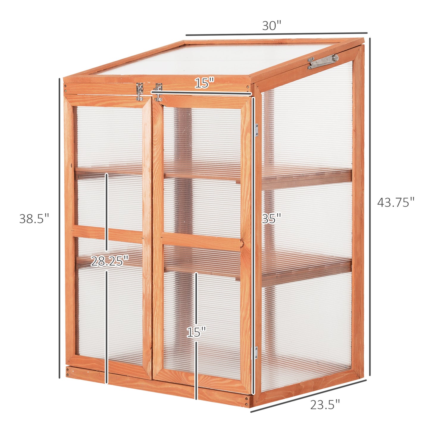 Wooden Cold Frame Mini Greenhouse 30" L x 24" W x 44" H-Natural
