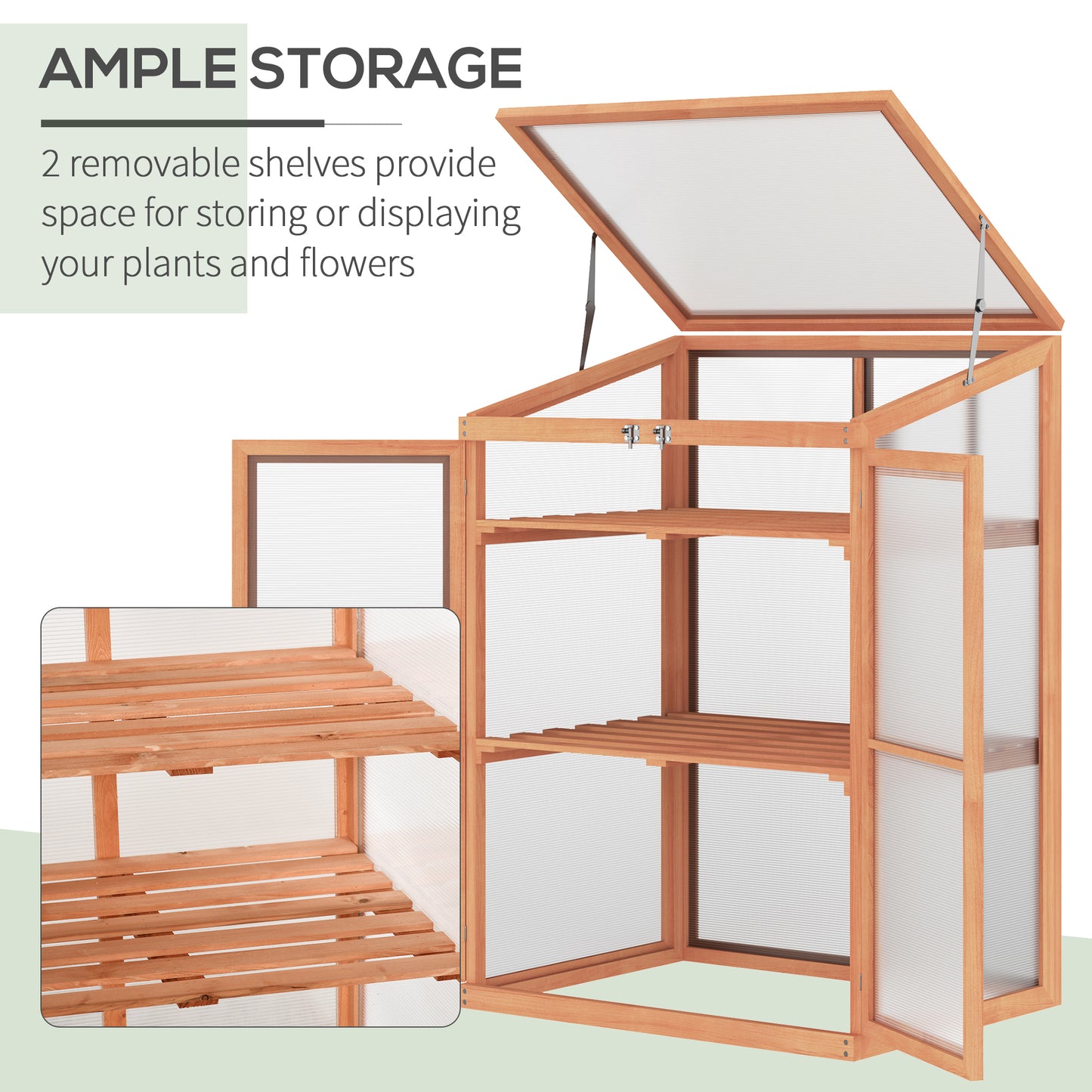 Wooden Cold Frame Mini Greenhouse 30" L x 24" W x 44" H-Natural