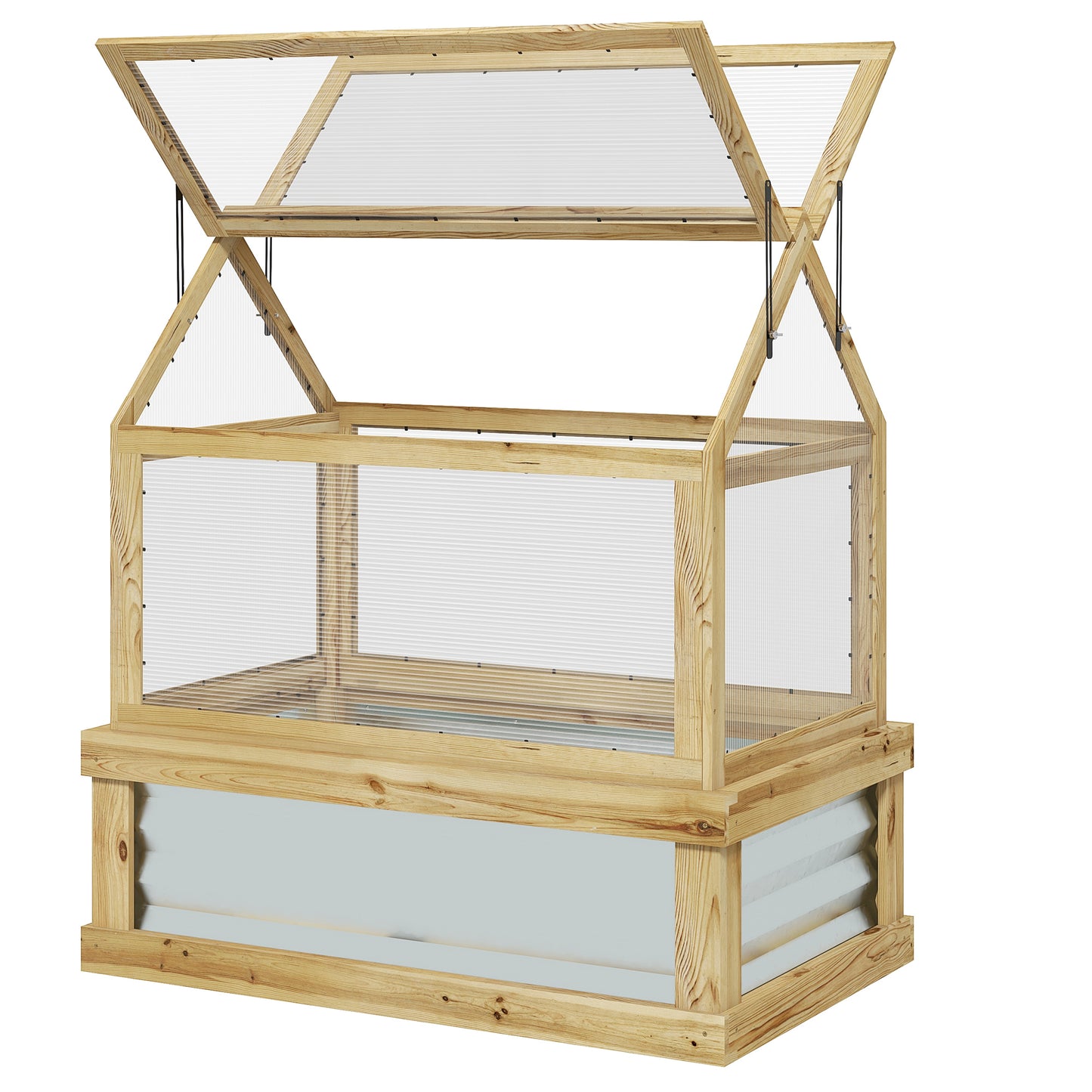 Raised Wooden Cold Frame Greenhouse- 35.5" x 22.5" x 38.25", Natural