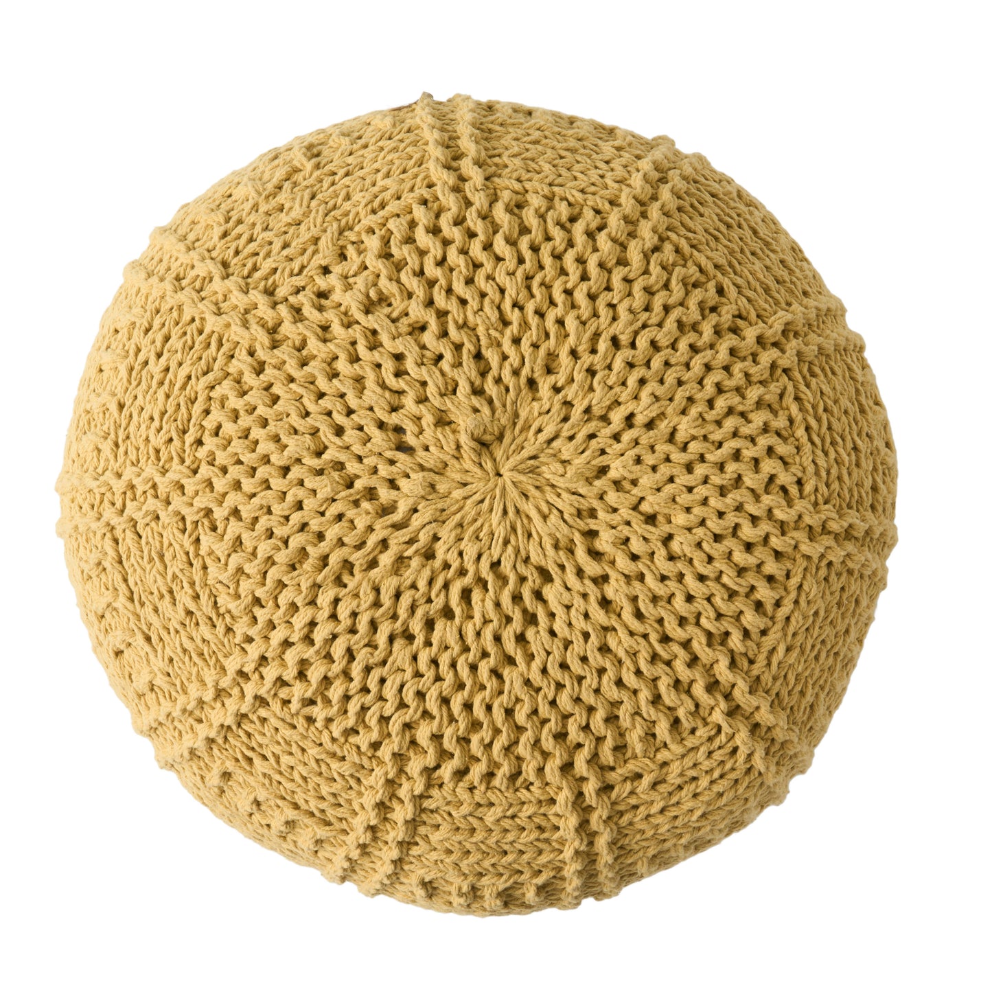 Yuny Knitted Cotton 20 x 20 Round Pouf – Modern Comfort Meets Cozy Style- Yellow