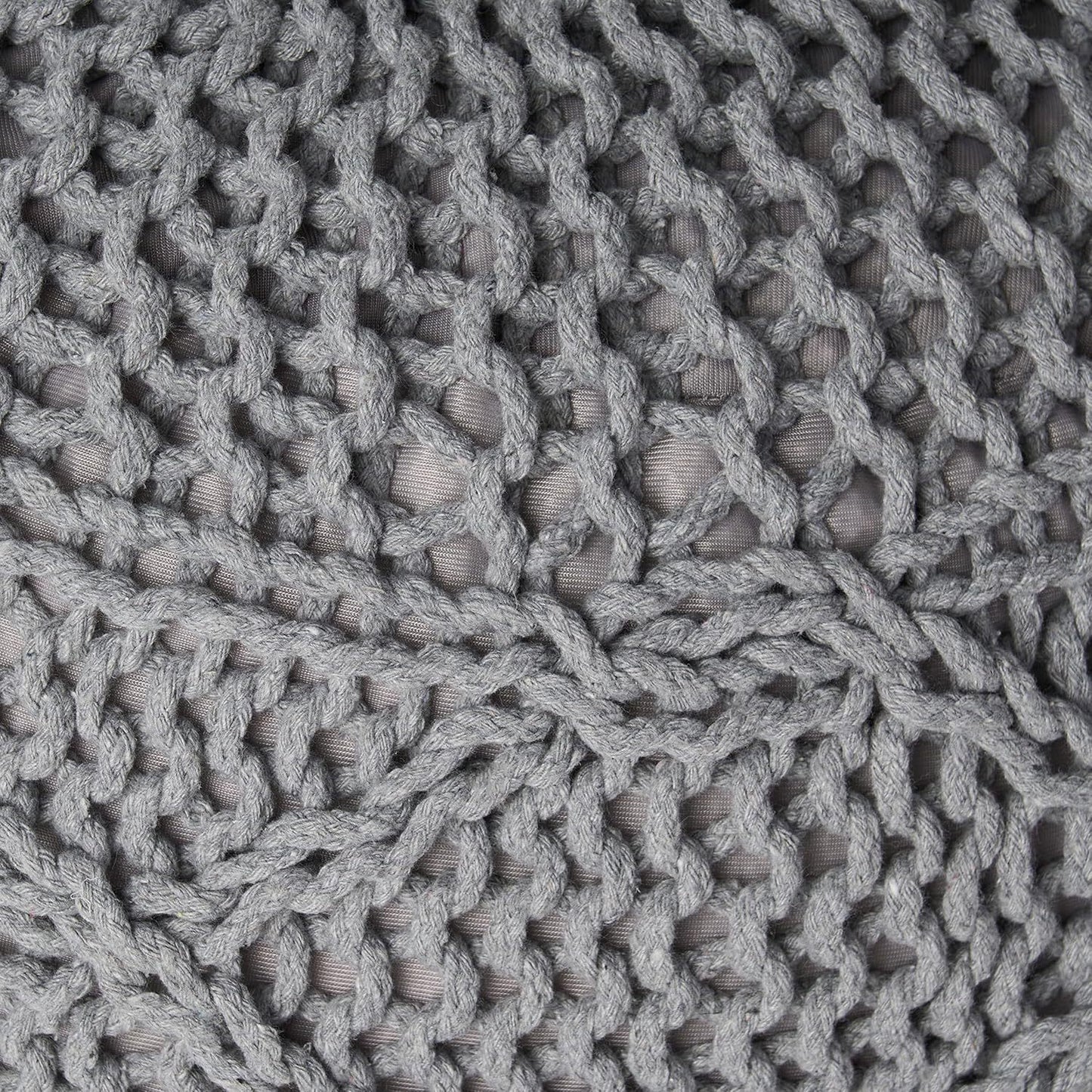 Modern Knit Weave Pouf – Stylish and Functional Comfort- Grey