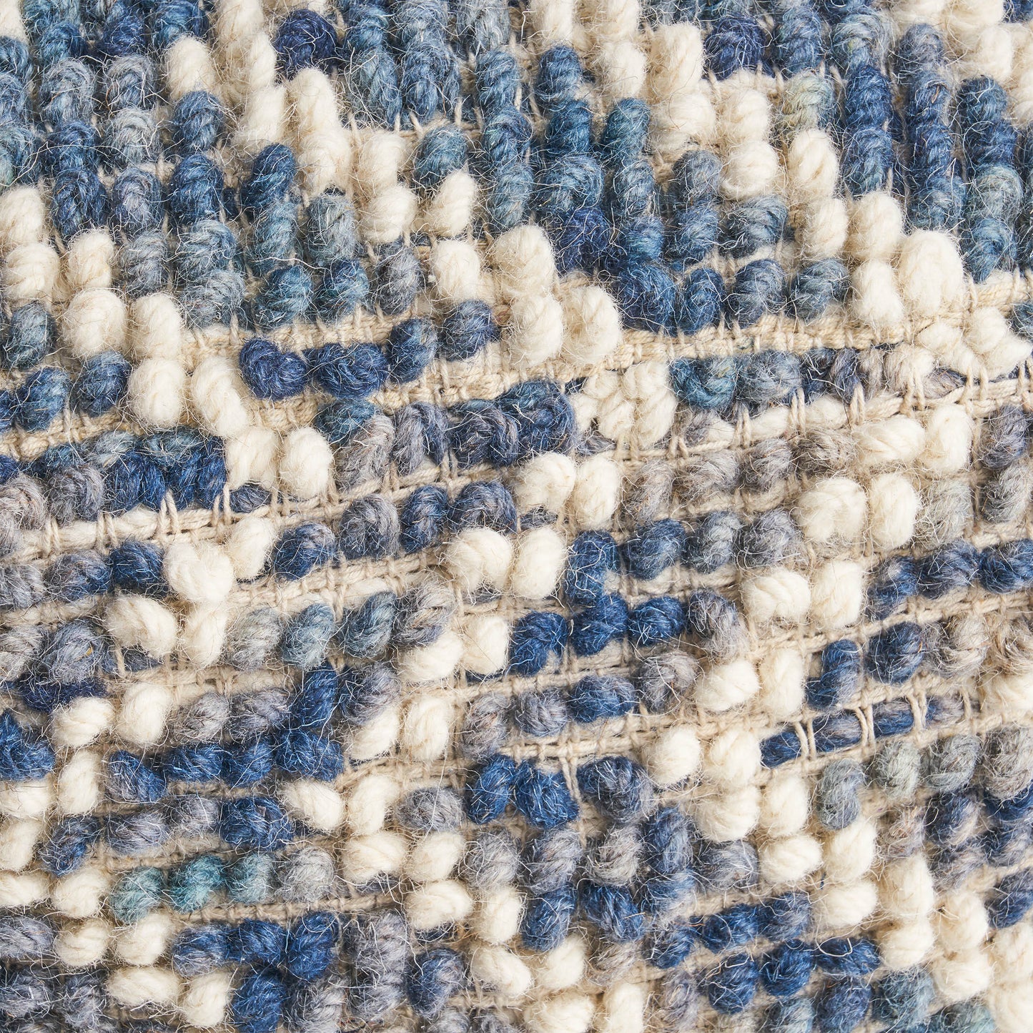 Alina Wool and Cotton Pouf - Natural and Blue