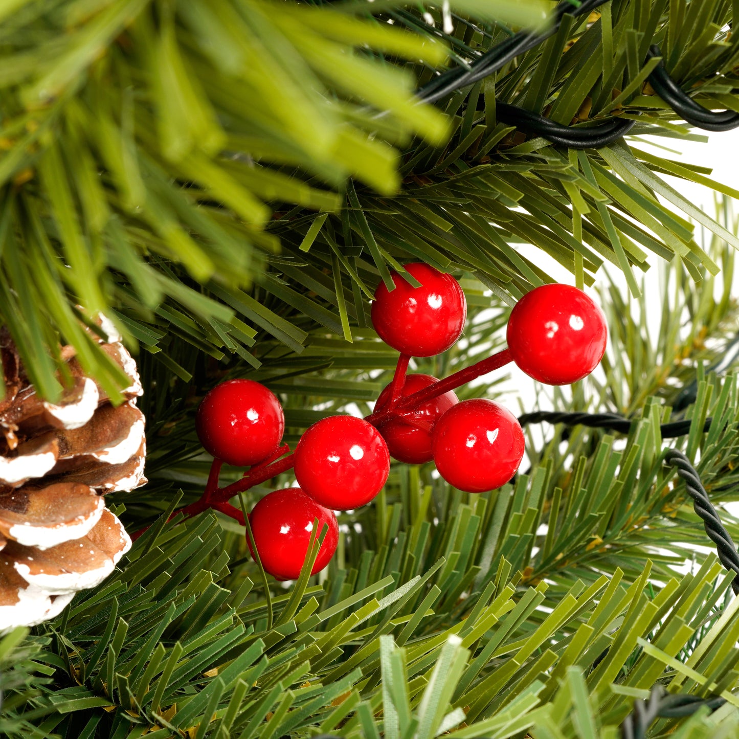 Christmas Holiday 4-Piece Set- Garland, Wreath and Set of 2 Entrance Trees