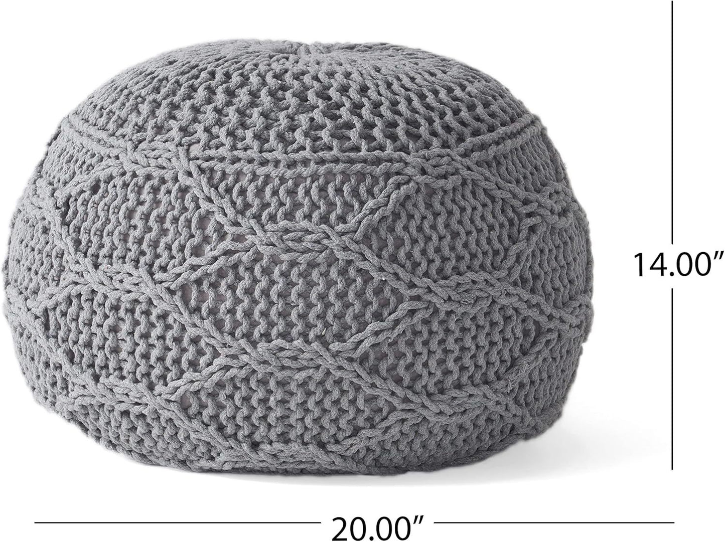 Modern Knit Weave Pouf – Stylish and Functional Comfort- Grey