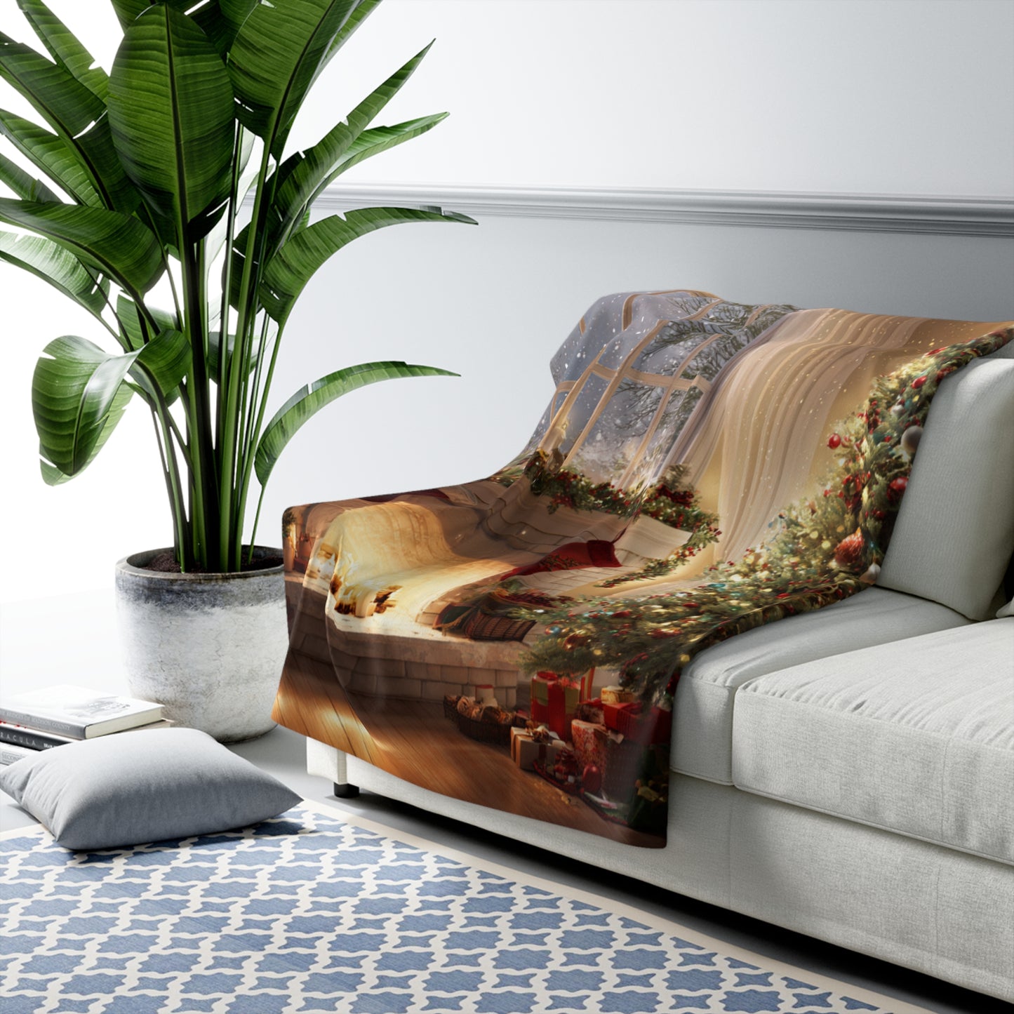 Fireside Glow- Christmas Holiday Sherpa Blanket