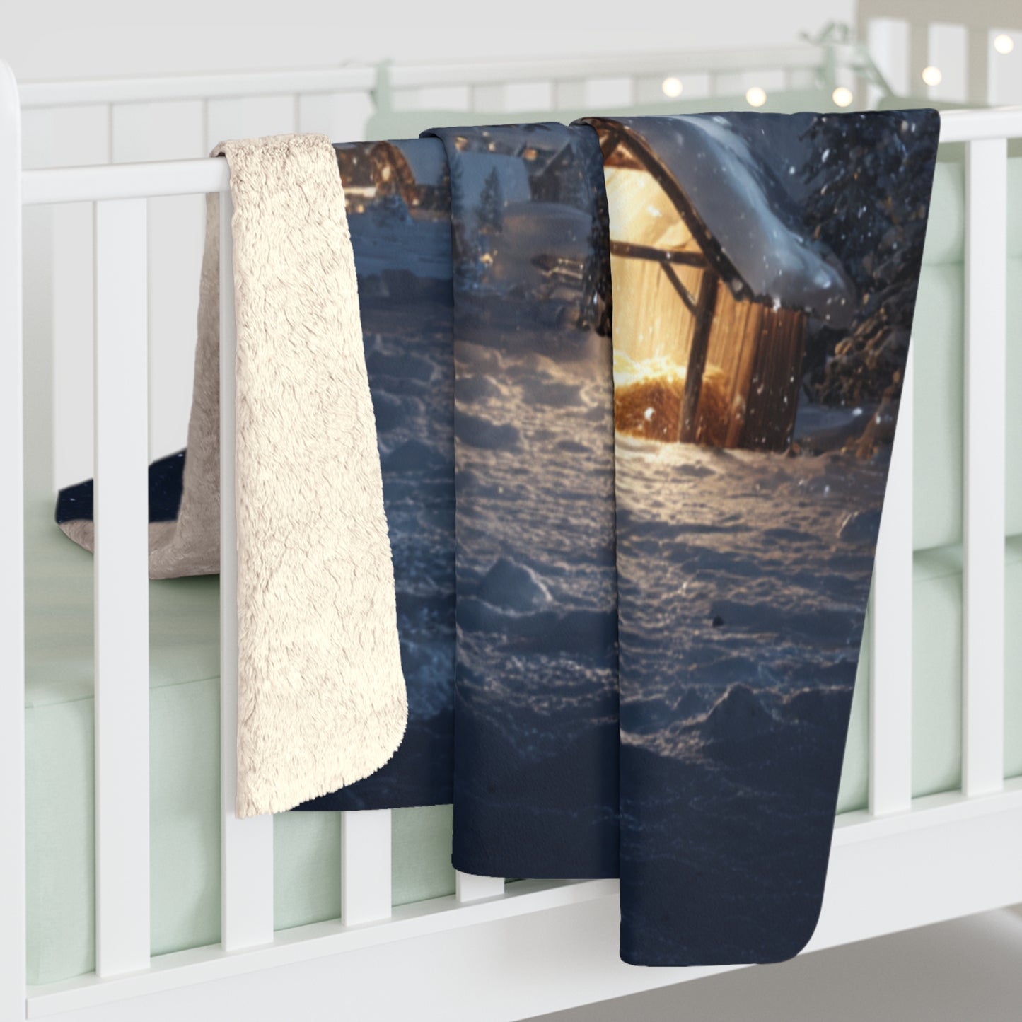 Silent Night Nativity Star of Bethlehem- Sherpa Fleece Blanke