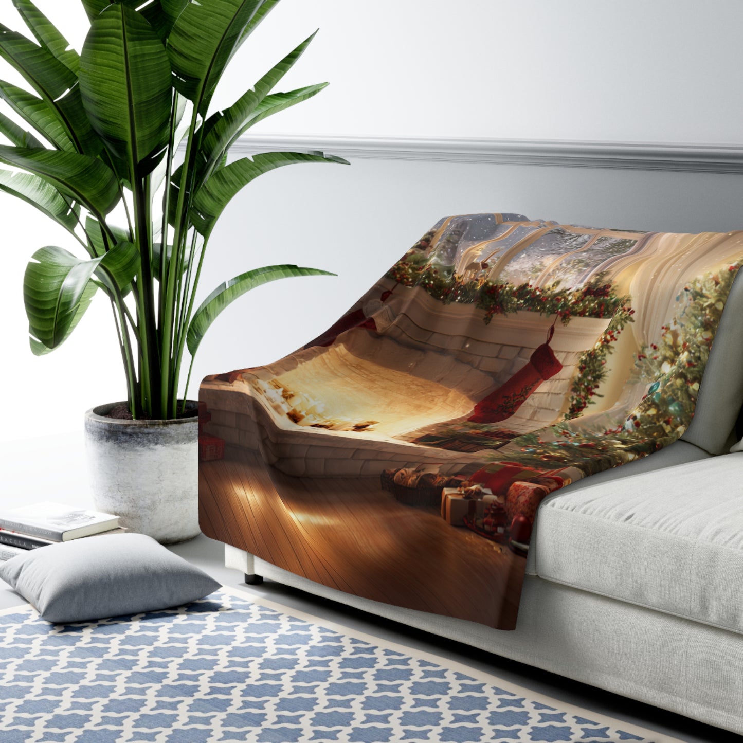 Fireside Glow- Christmas Holiday Sherpa Blanket