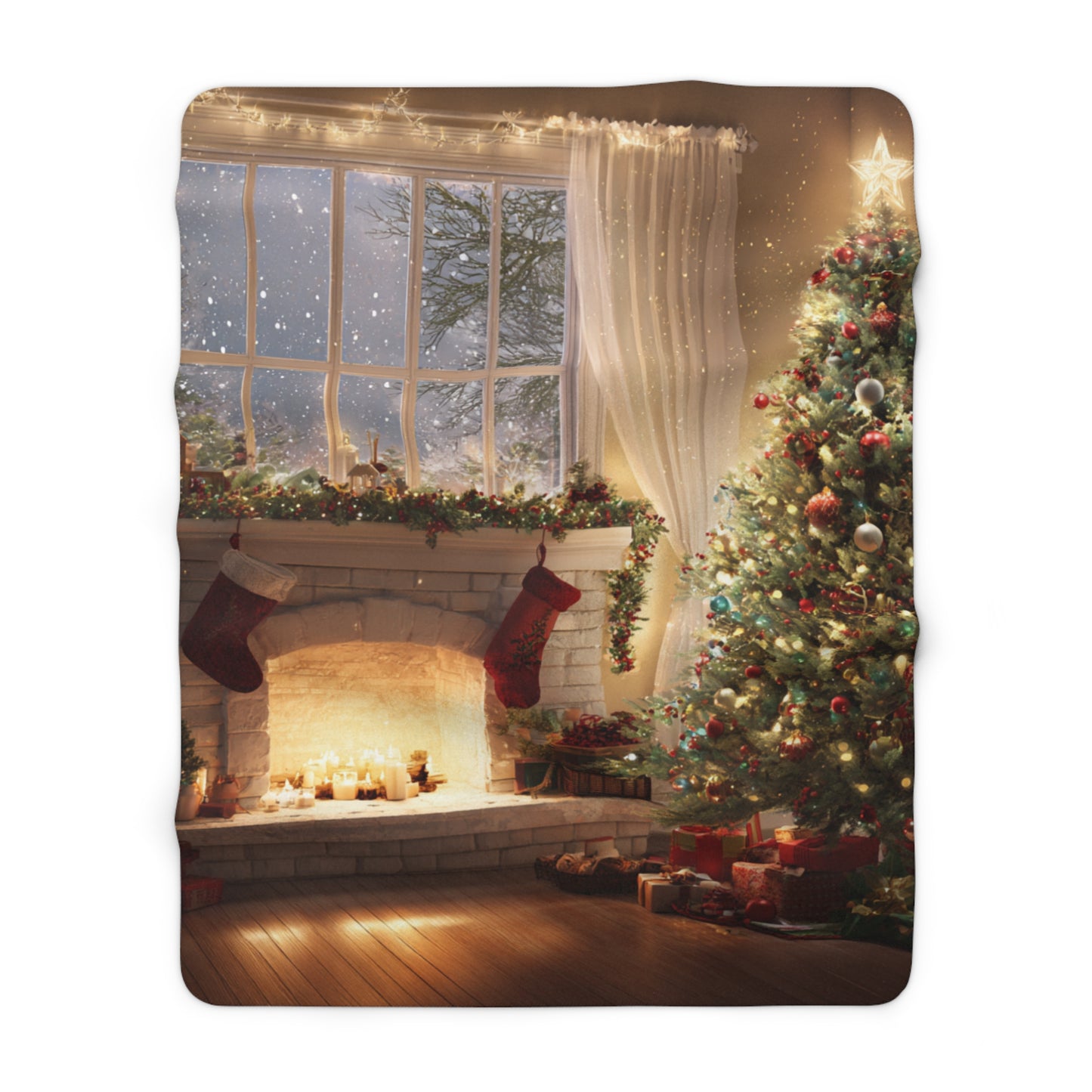 Fireside Glow- Christmas Holiday Sherpa Blanket