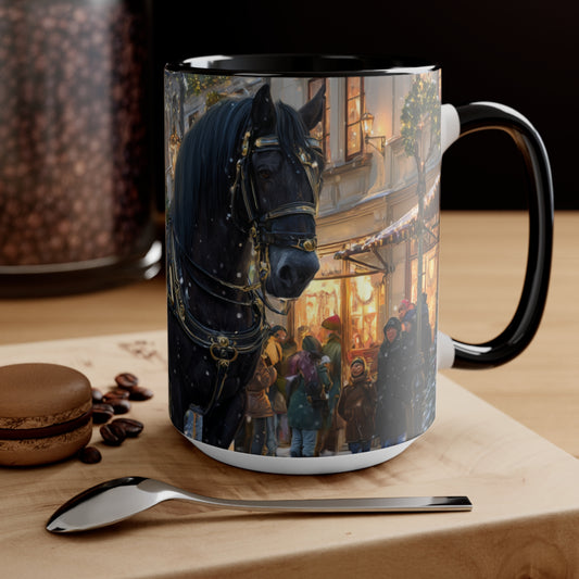 Victorian Horse Carriage Holiday- Accent Mug