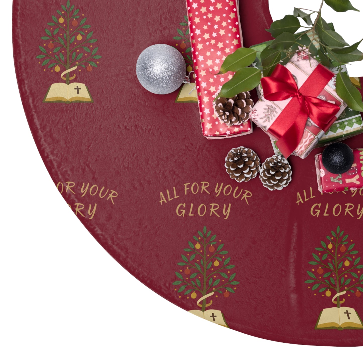 All For Your Glory- Christmas Tree Skirt with Inspirational Design