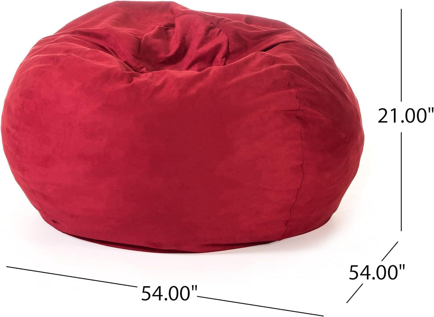 5-Foot High-Density Shredded Foam Bean Bag Chair – Cozy Comfort for Kids and Adults- Chinese Red