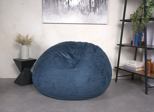 5-Foot High-Density Shredded Foam Bean Bag Chair – Cozy Comfort for Kids and Adults- Blue Solid