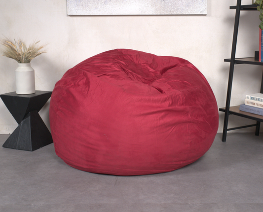 5-Foot High-Density Shredded Foam Bean Bag Chair – Cozy Comfort for Kids and Adults- Chinese Red