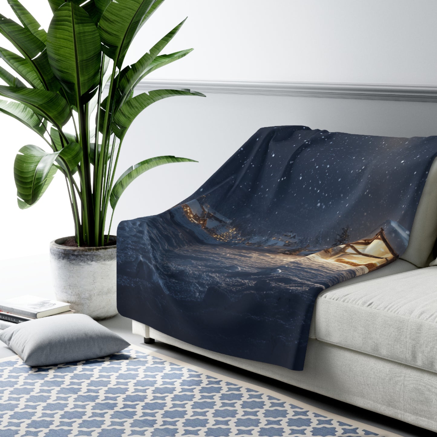 Silent Night Nativity Star of Bethlehem- Sherpa Fleece Blanke