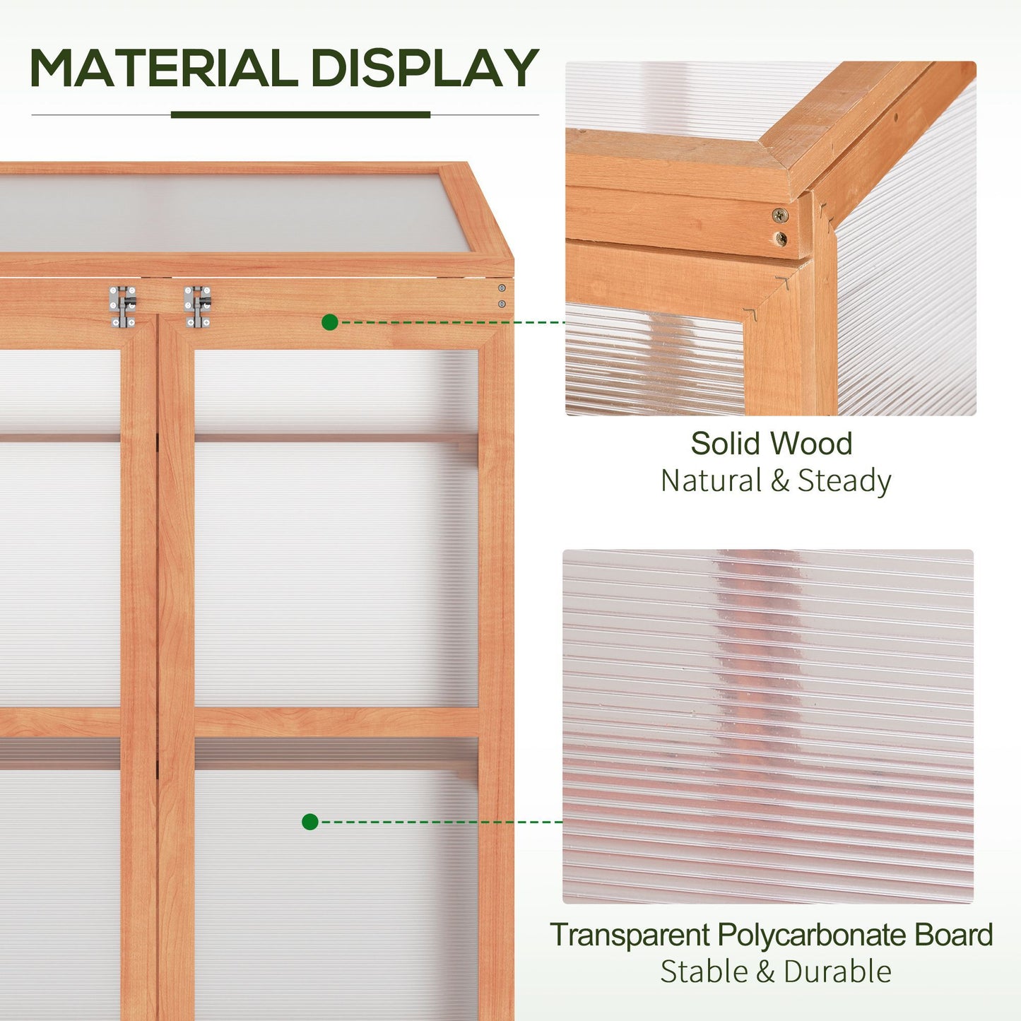 Wooden Cold Frame Mini Greenhouse 30" L x 24" W x 44" H-Natural