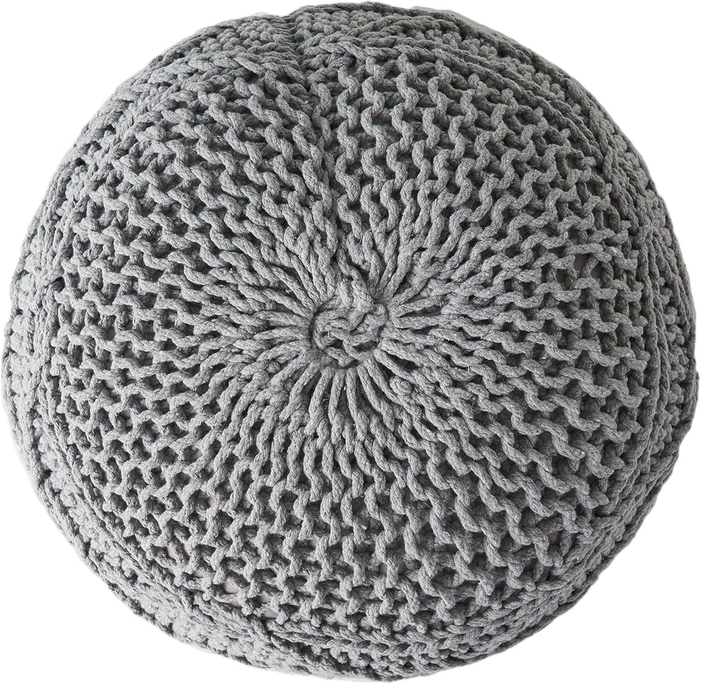 Modern Knit Weave Pouf – Stylish and Functional Comfort- Grey