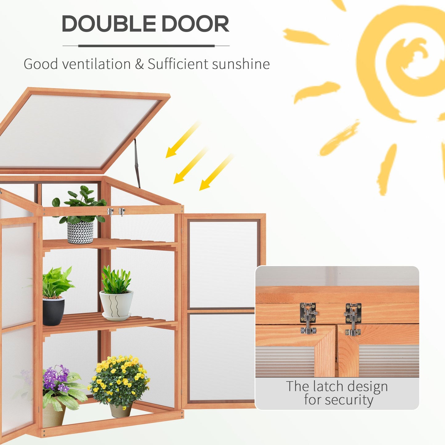 Wooden Cold Frame Mini Greenhouse 30" L x 24" W x 44" H-Natural