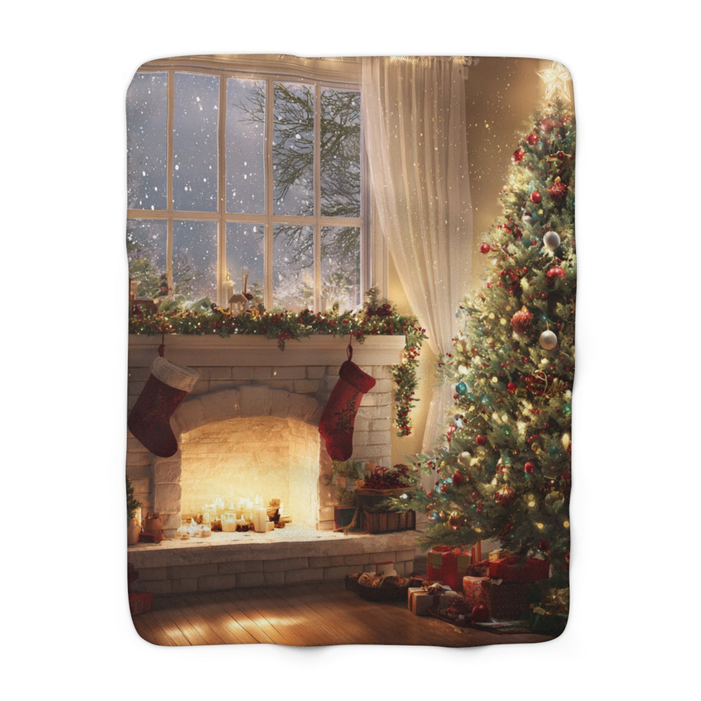 Fireside Glow- Christmas Holiday Sherpa Blanket