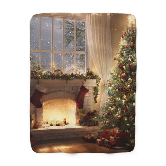 Fireside Glow- Christmas Holiday Sherpa Blanket