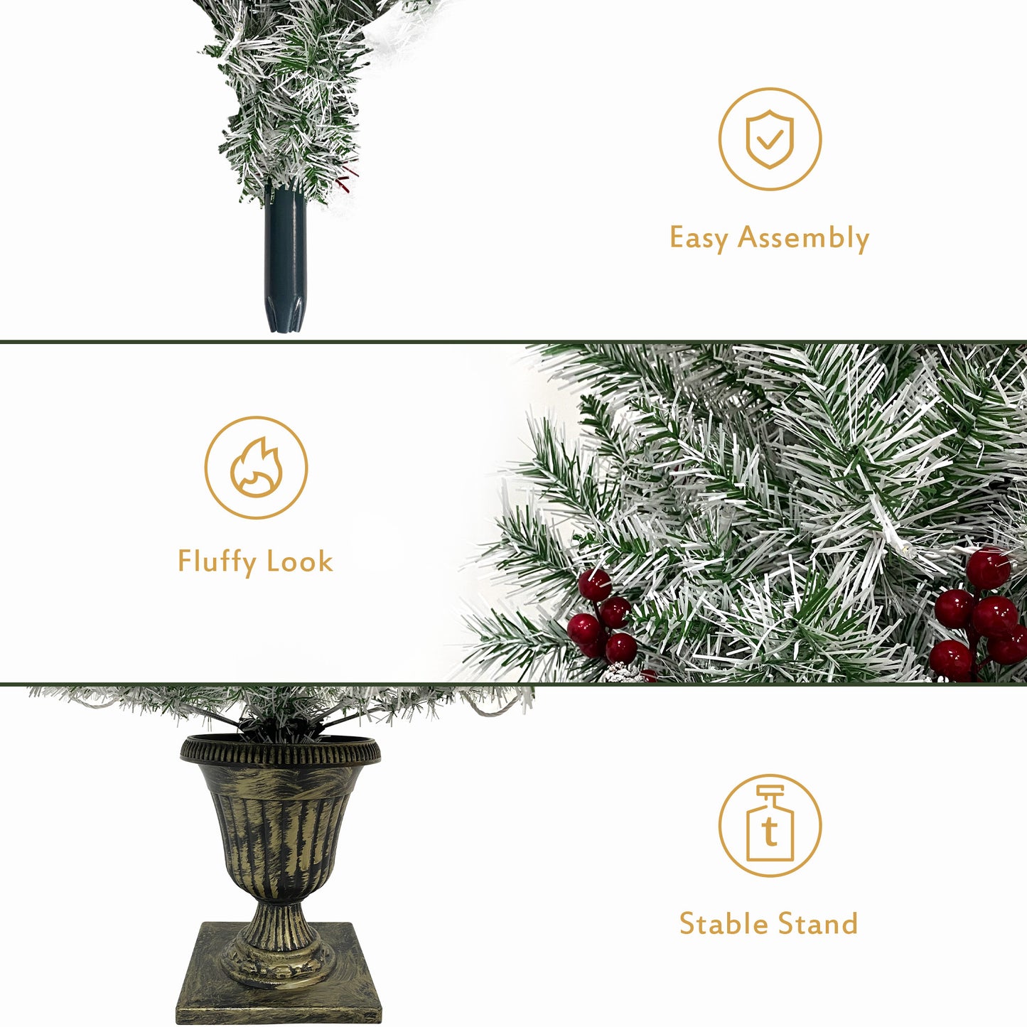 Christmas Holiday 4-Piece Set- Garland, Wreath and Set of 2 Entrance Trees