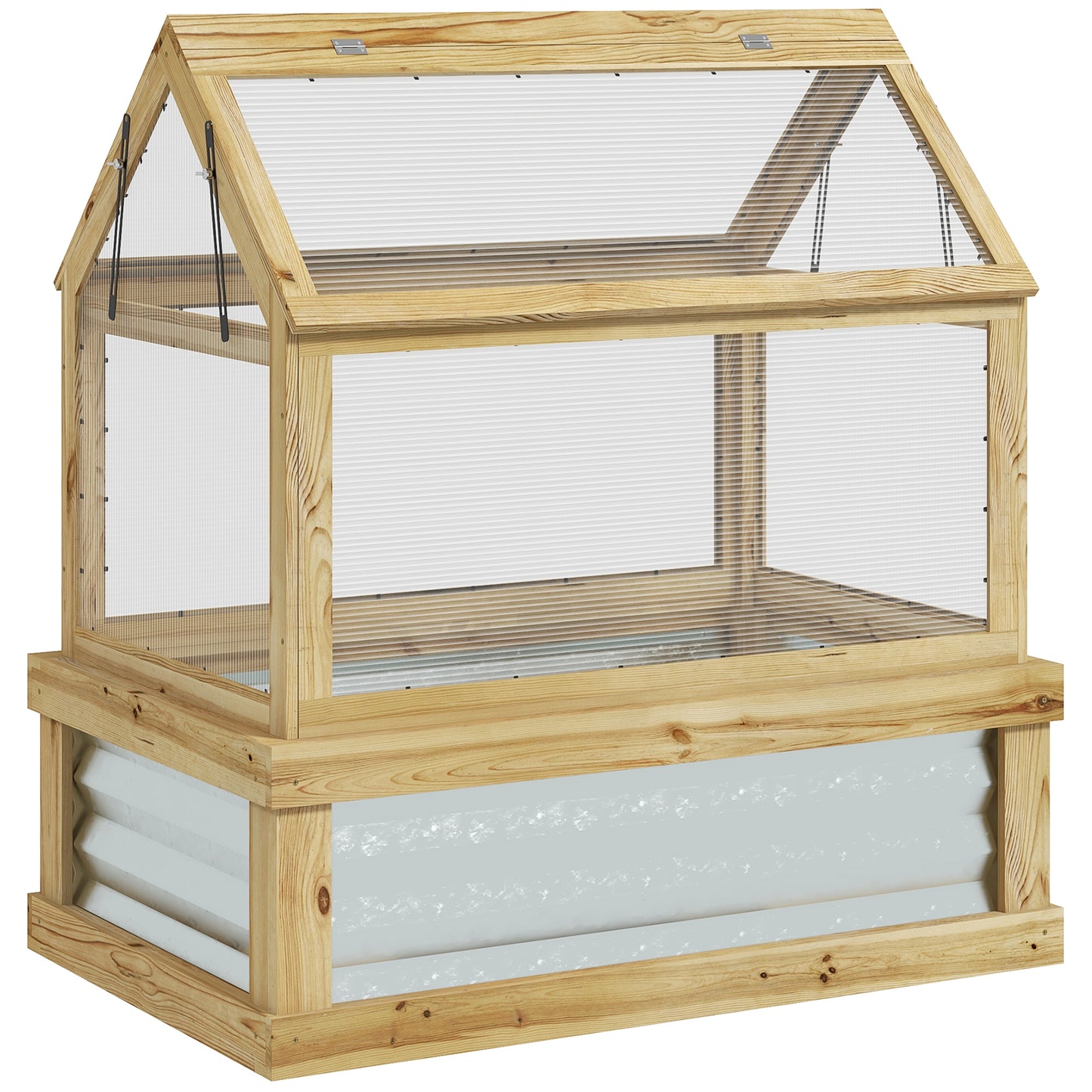 Raised Wooden Cold Frame Greenhouse- 35.5" x 22.5" x 38.25", Natural