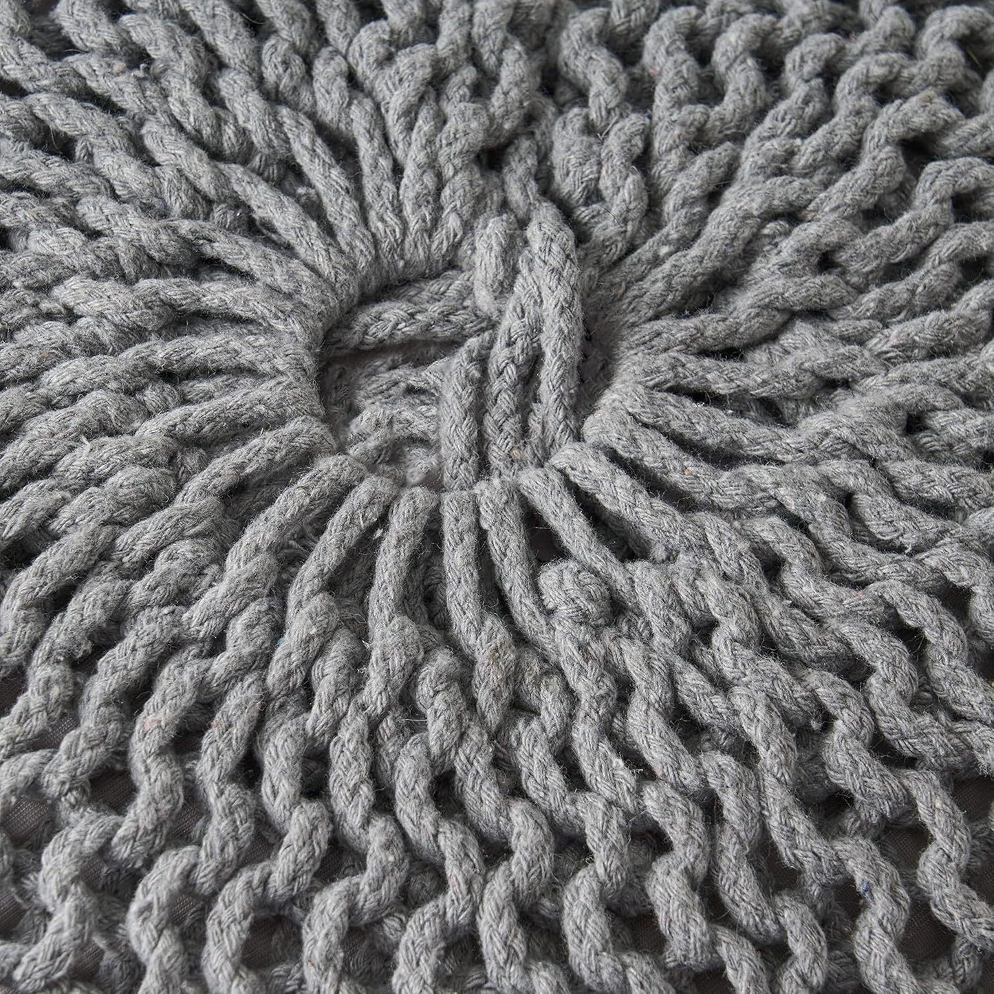 Modern Knit Weave Pouf – Stylish and Functional Comfort- Grey