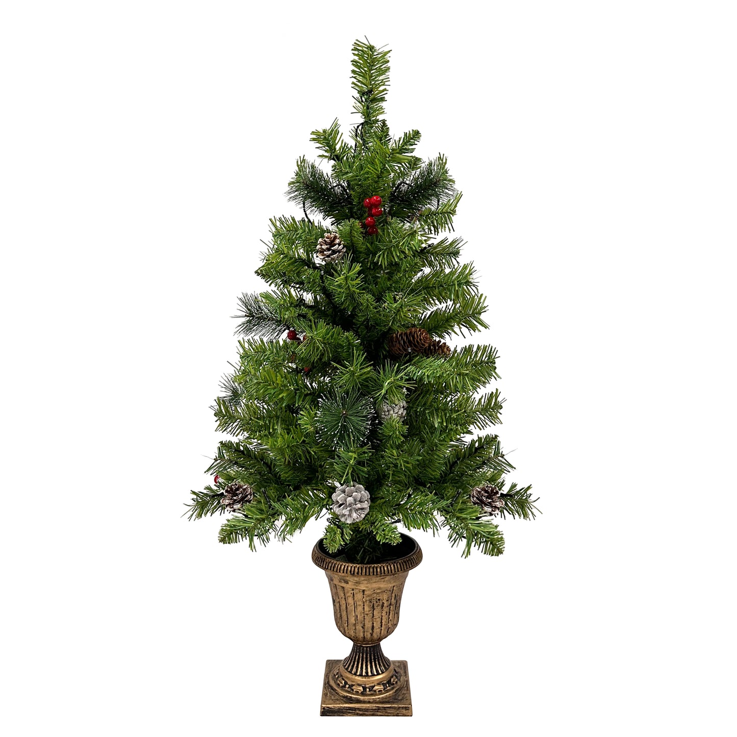 Christmas Holiday 4-Piece Set- Garland, Wreath and Set of 2 Entrance Trees