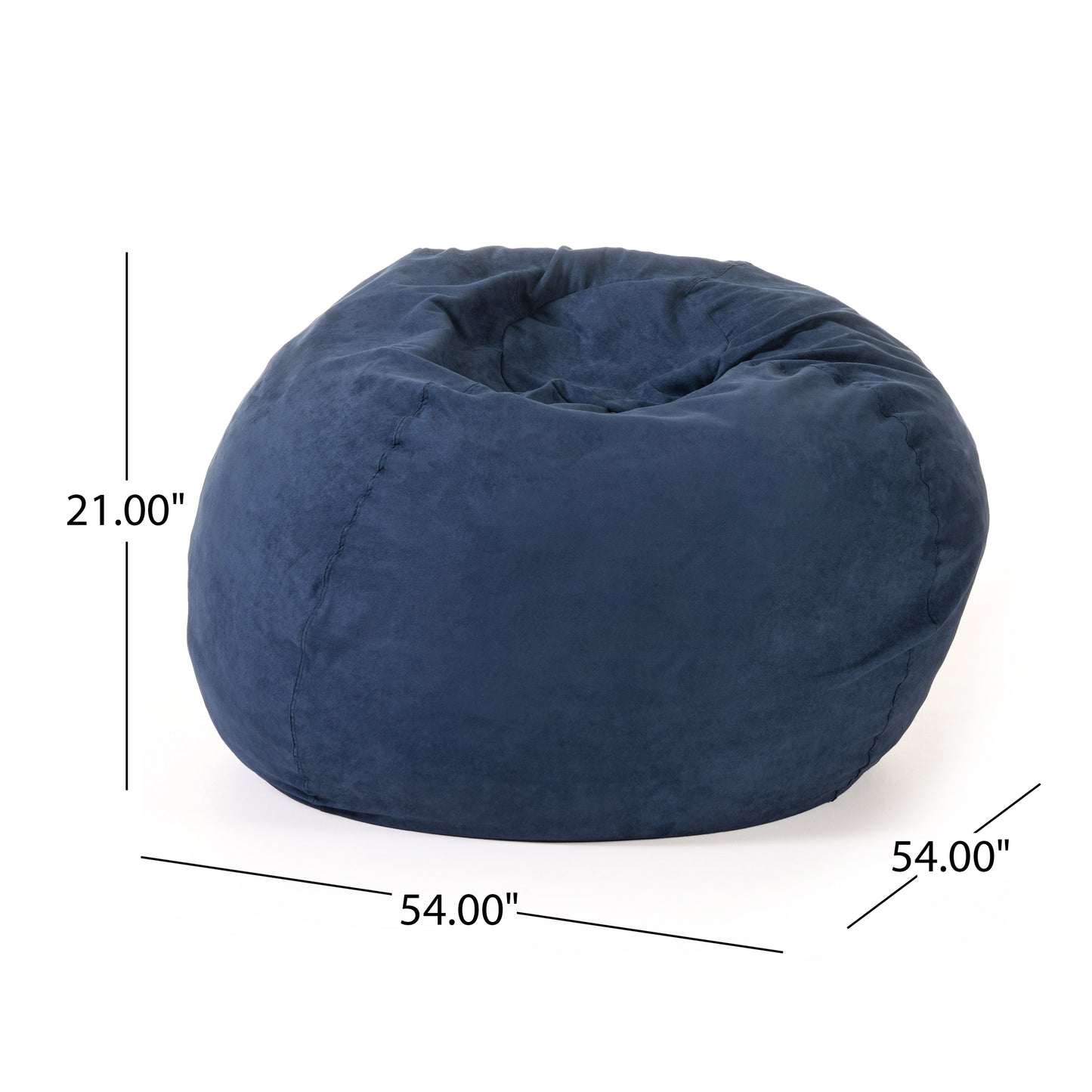 5-Foot High-Density Shredded Foam Bean Bag Chair – Cozy Comfort for Kids and Adults- Blue Solid