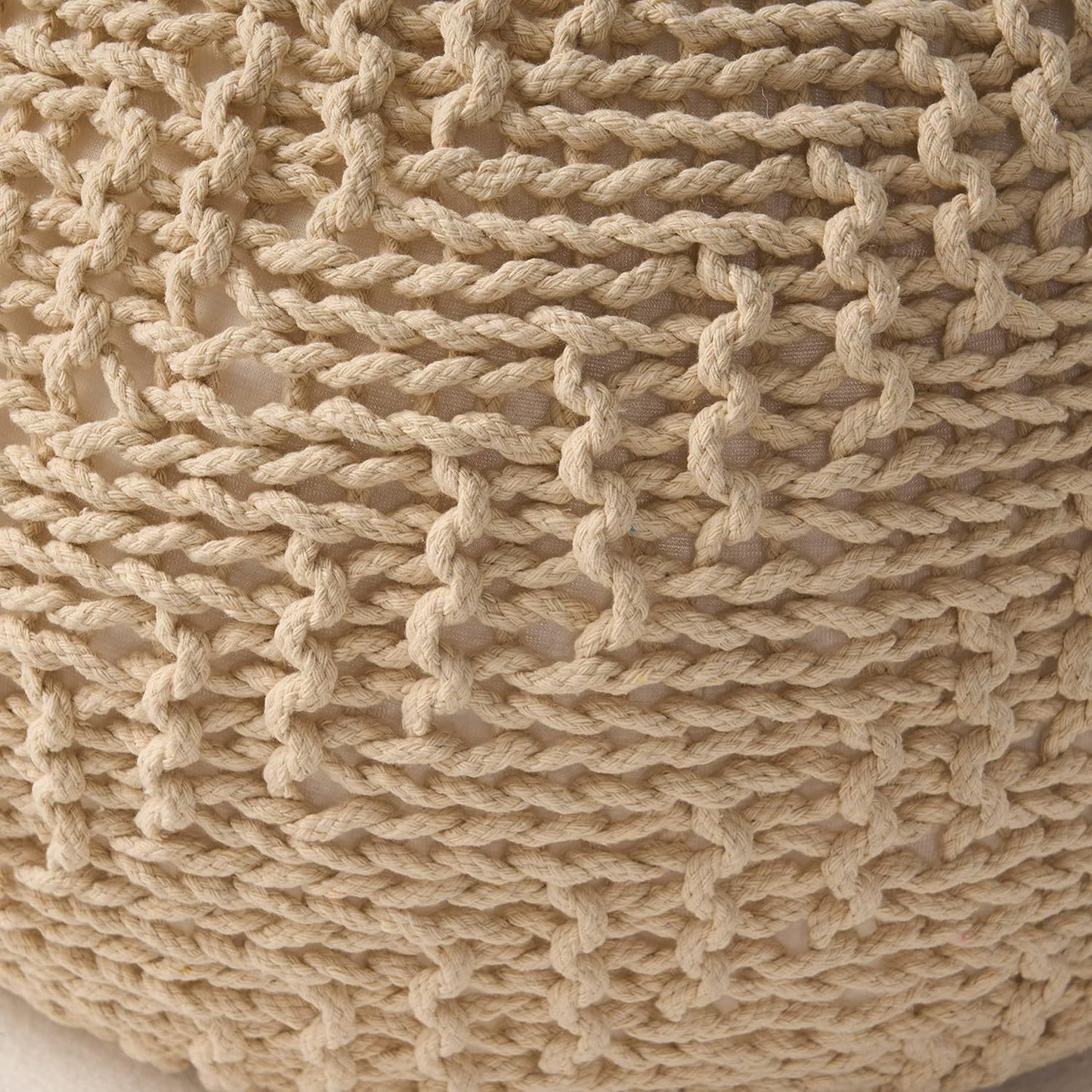 Modern Knit Weave Pouf – Stylish and Functional Comfort - Hazel